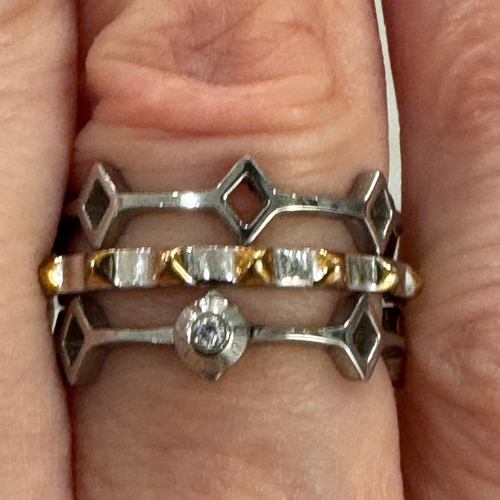 Henri Bendel Silver and Gold Stacked Ring Set